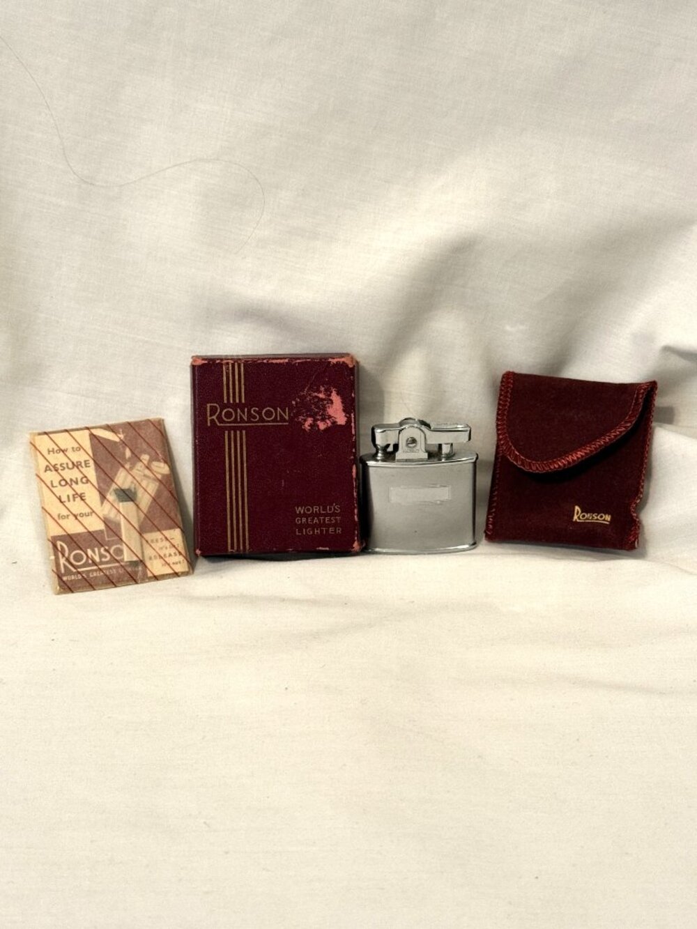 Ronson Standard Chromium Butler S21 Lighter New in Box Paperwork Brush Vintage